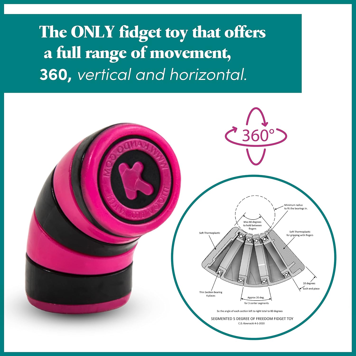 MOOV Mini Fidget Toy, Relieve Anxiety and Stress. Small, Discrete, one Hand use. Relaxing Smooth Movement. Pocket Friendly. Improve Clarity and Focus for Child or Adult. Autism Sensory aid.