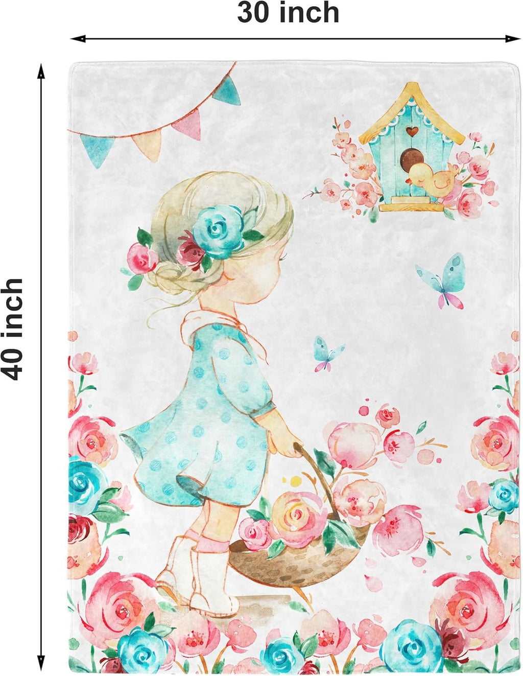 UNIQUE Floral Ultra Soft Fleece Baby Blanket 30x40in, Girl Crib Blanket, Girl