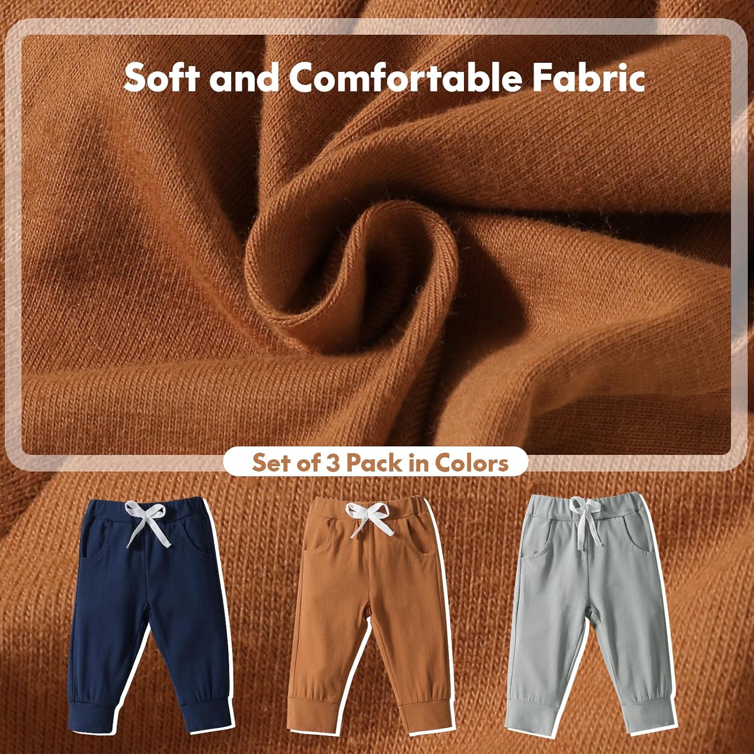 DREAM BUS Pack of 3 Toddler Jogger Pants with Pocket Toddler Boy Sweatpants Baby Boy Pants Infant Newborn Leggings