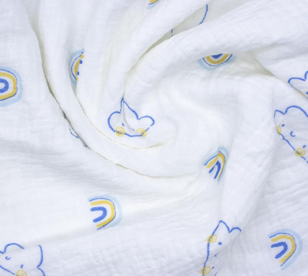 Baby Blanket Double Layer Cotton 40 x 40 Soft Receiving Blanket with Pattern Machine Washable Cloud