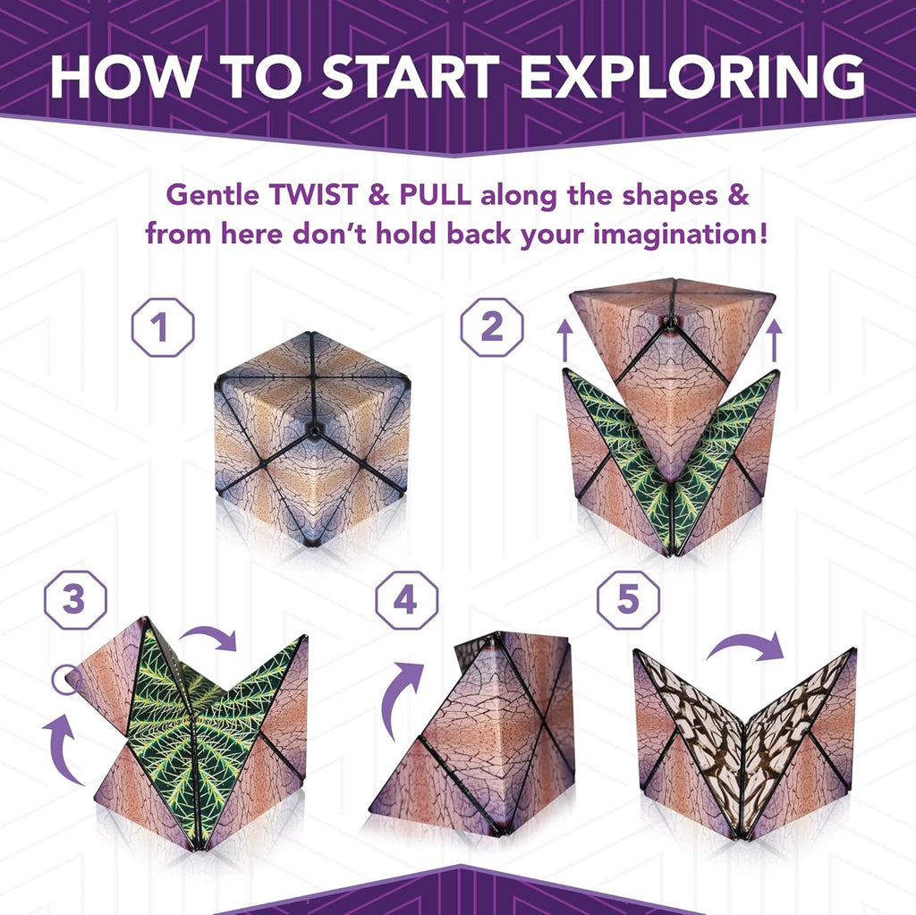 Magnetic Transforming Cube - Shape Shifting Double Creativity Puzzle w/ 96 Rare Earth Magnets - Transforms Into Over 100 Shapes - by Fun in Motion Toys - Creators of Shashibo & Cubendi