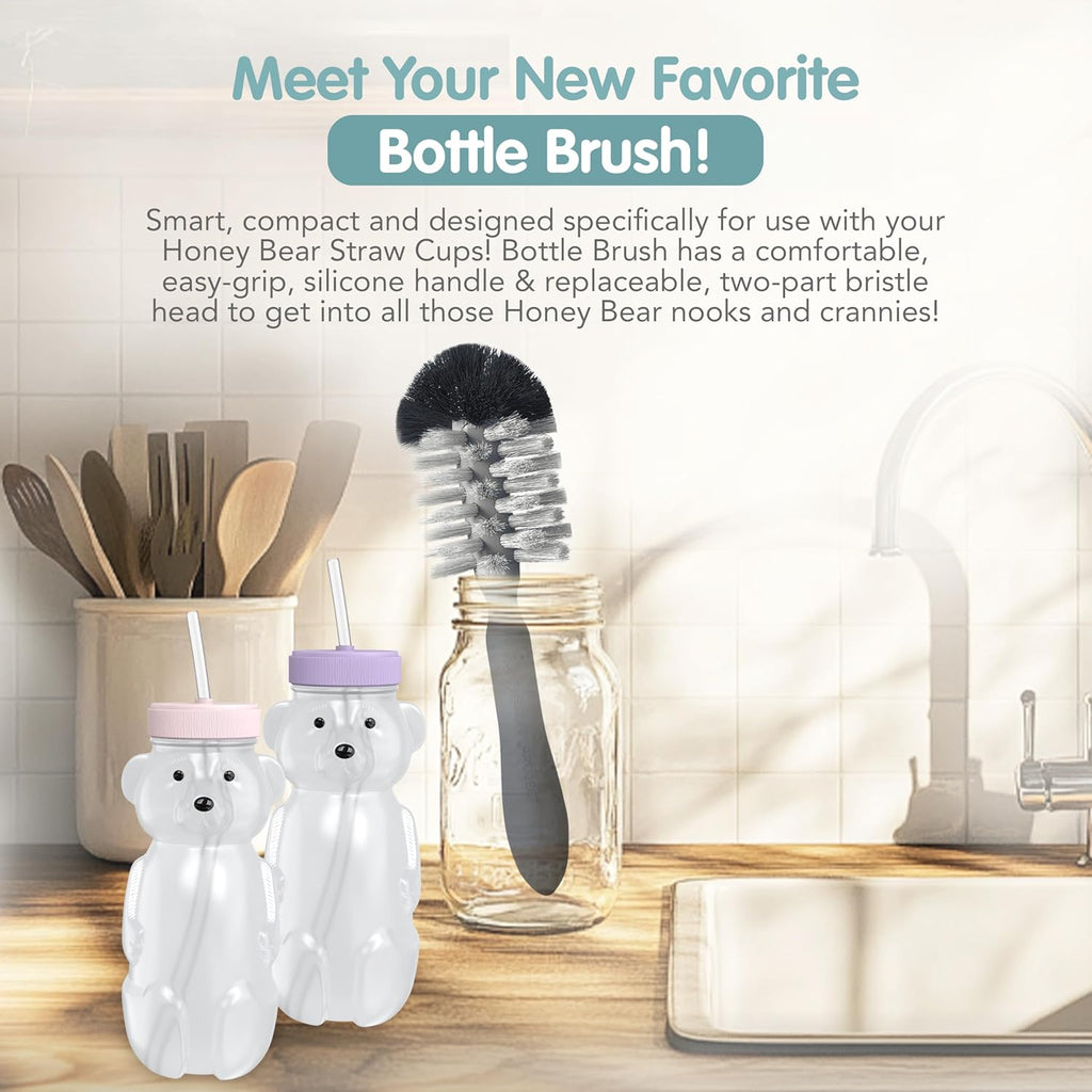 Honey Bear Straw Cup for Babies, 8oz Honey BearCup with Bottle Brush, 2-Pack Improved Lid Therapy Learning Honeybear Straw Cup for Baby, Cherry Blossom & Unicorn