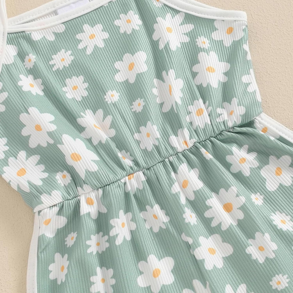 WZTYYDS Toddler Baby Girl Summer Clothes Floral Romper Tie-Up Strap Halter Jumpsuit Infant Summer Sling Playsuit 6M-3T