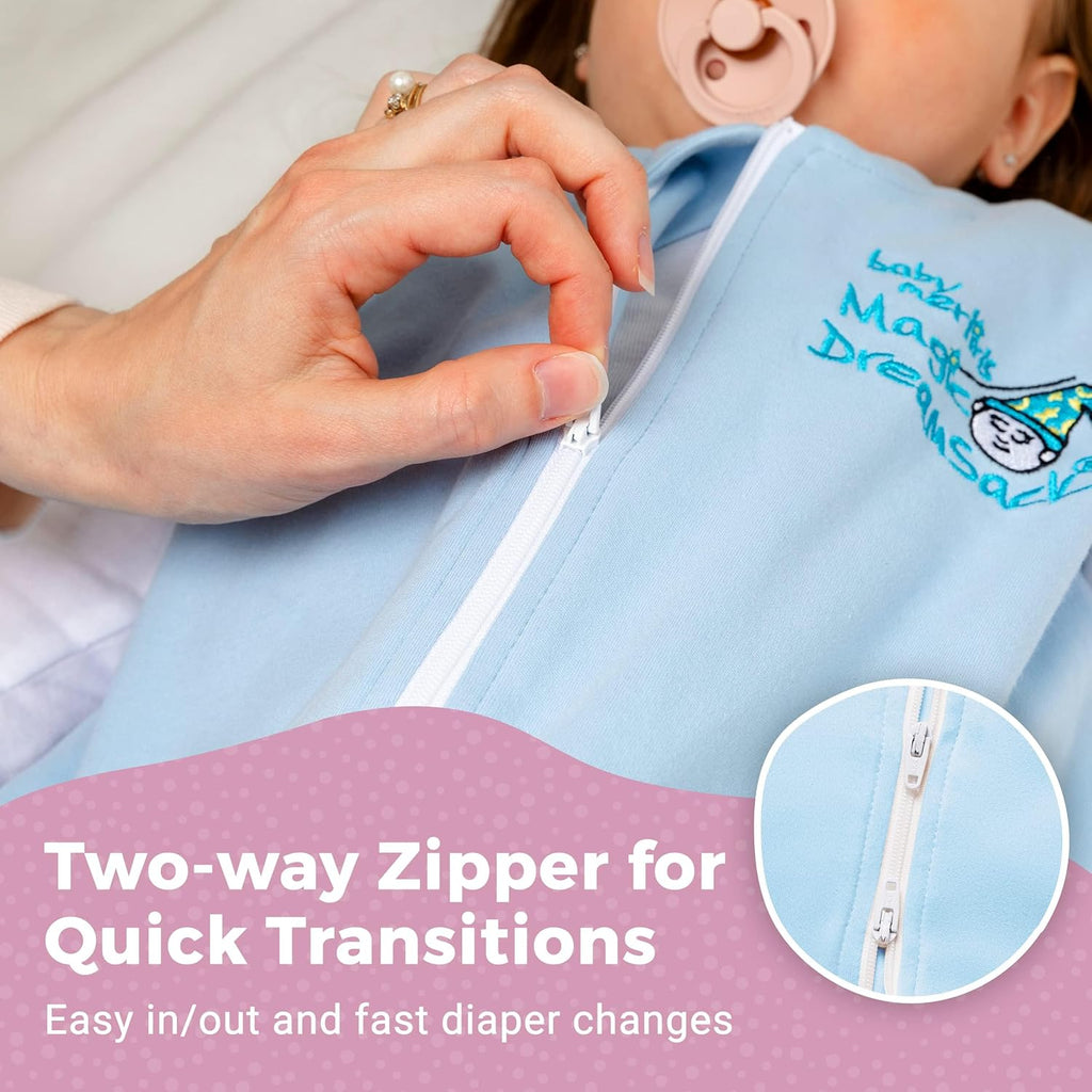 Magic Sleepsuit Baby Merlin's Cotton Baby Swaddle Transition Product - Soft and Cozy Design, Double Zipper for Easy Diaper Changes, Promotes Safe Sleep, 3-6 Months - Lavender - Large 18-21lbs