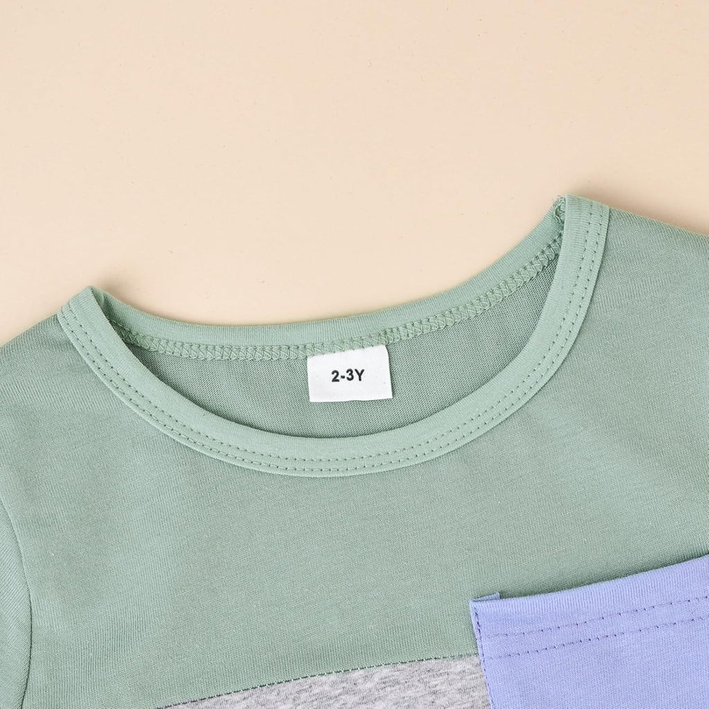 Baby Boy Clothes Toddler Boy Summer Outfits Short Sleeve Patchwork Top T-shirt & Pocket Pant Set 2 Piece 12 Months-4T