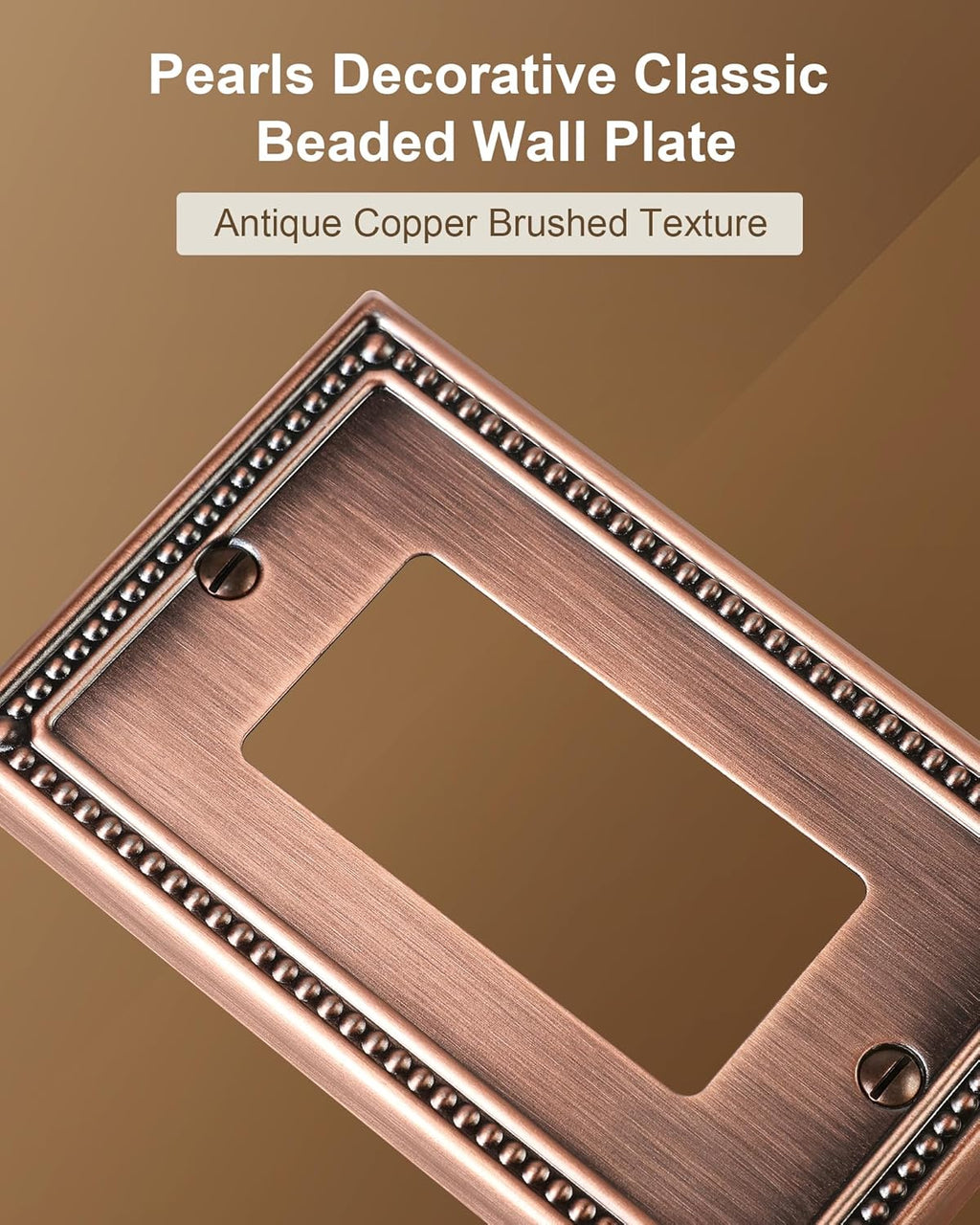 2-Pack Decorator Outlet Cover Plate, Decorative Switch Plates and Outlet Covers, Antique Copper Metal Wall Plates for Electrical Outlets, Receptacle, GFCI Outlet, Dimmer Switch