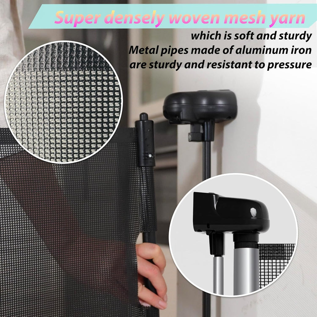 Retractable Baby Gates for Stairs, 55" Wide Baby Gate Dog Gate, 41" Tall Retractable Pet Gate for Doorways, Child Safety Gates Mesh Gate with Fiberglass Rods for Stairways, Hallways, Indoor/Outdoor