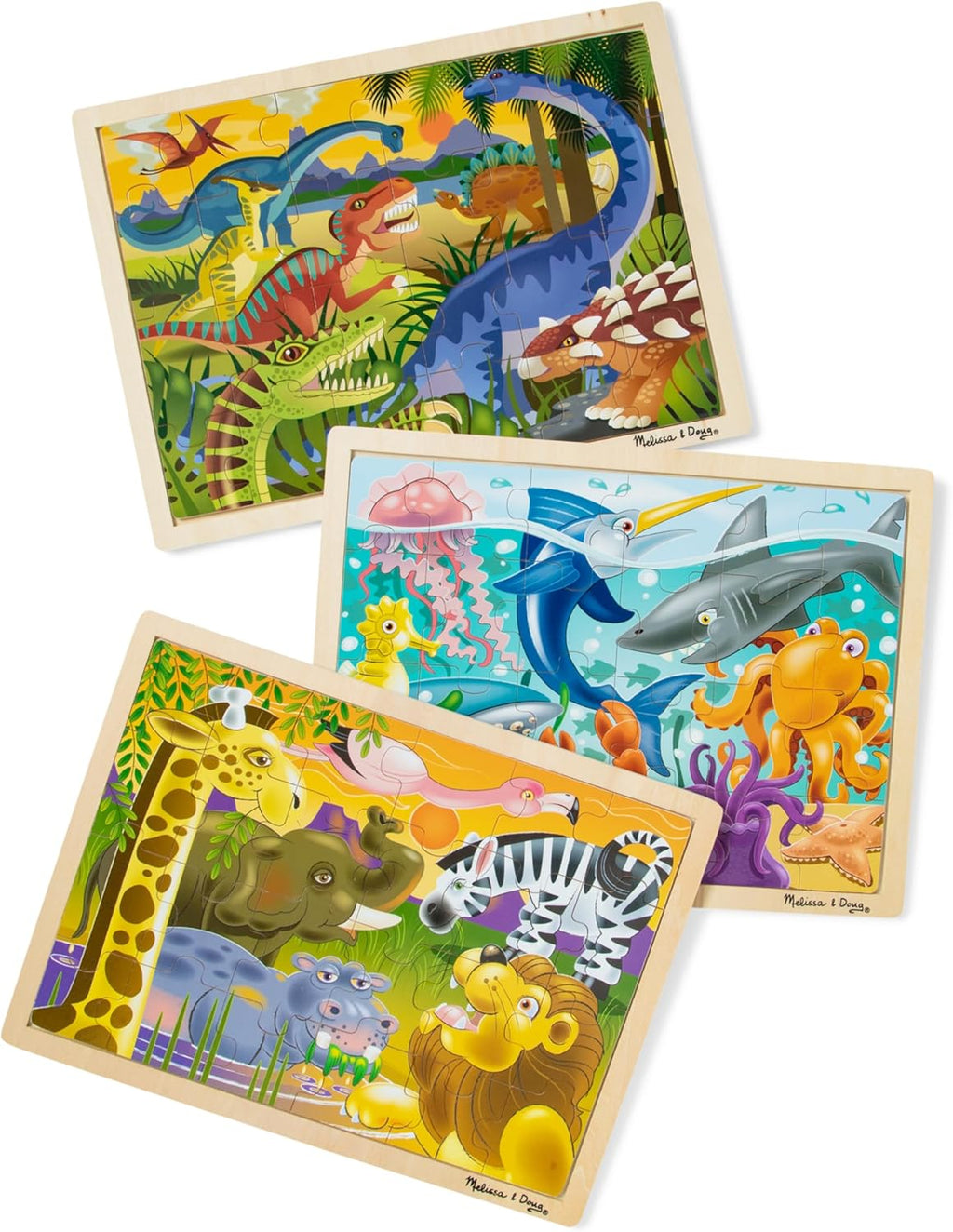 Melissa & Doug Jigsaw Puzzle Bundle (Dinosaur,Safari and Ocean)