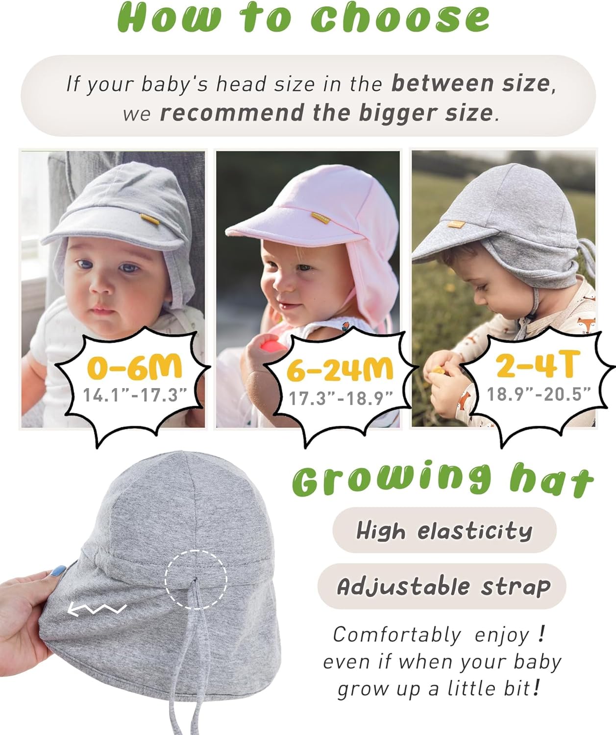 FURTALK Baby Sun Hat UPF 50+ UV Ray Sun Protection Cotton Toddler Hats for Boys Girls