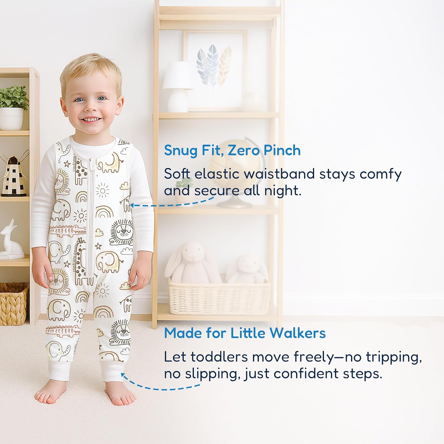 TotAha Toddler Sleep Sack with Legs, 0.5 TOG Light and Soft Baby Sleeping Bag, Walker Sleep Sack for Babies 12-24M, 2T-3T