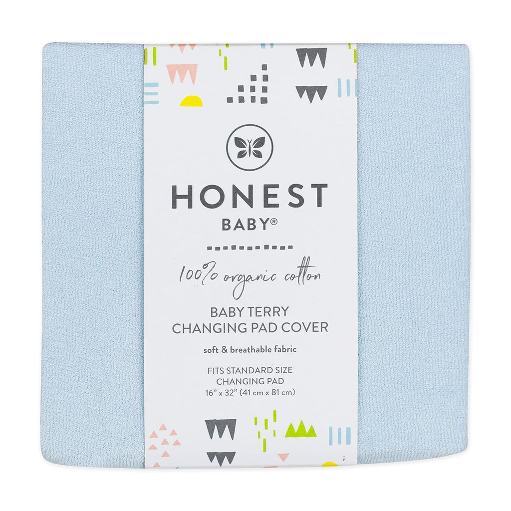 HonestBaby unisex baby Organic Cotton Changing Pad Cover and Toddler Sleepers, Light Blue, One Size US