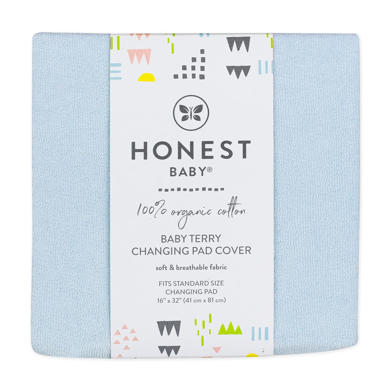 HonestBaby Unisex Baby Organic Cotton Changing Pad Cover And Toddler Sleepers, Light Blue (Terry Cotton), 1 Count Pack Of 1 US