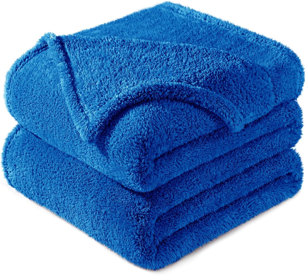 Exclusivo Mezcla Twin Size Flannel Fleece Blanket, Super Soft Velvet Plush Bed Blanket, Fuzzy Cozy and Warm for All Seasons, 60x80 Inches, Cobalt Blue