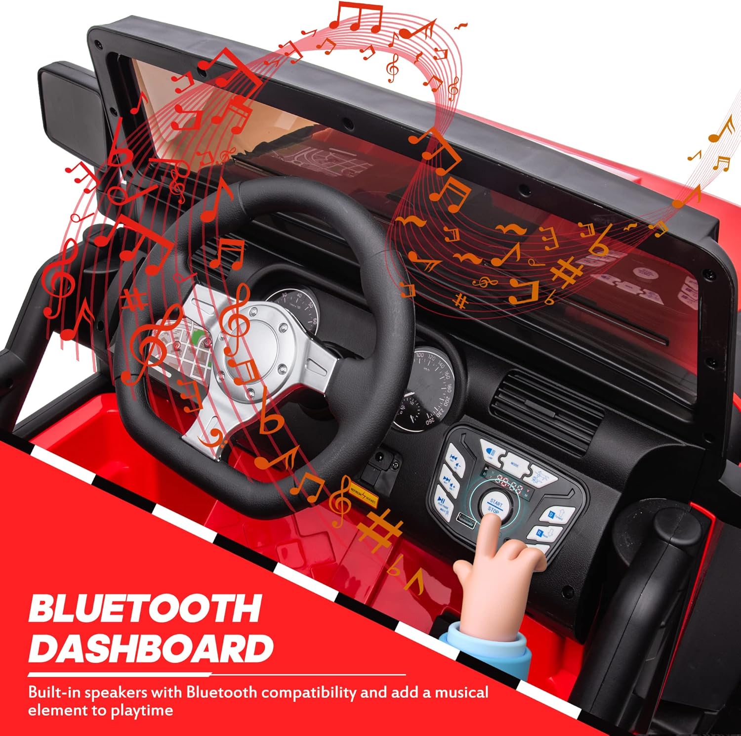 24V 9Ah Ride on Toy for Big Kids, 4x4 2 Seater Ride on Car Truck w/Remote Control, 4x200W Motors - Bright Red