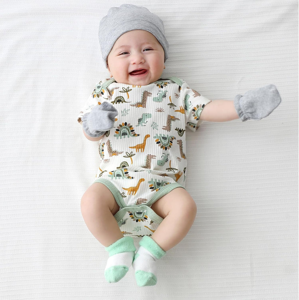 Newborn Baby Boy Girl Short Sleeve Bodysuits Cotton One-Piece Baby Clothes 6-Pack