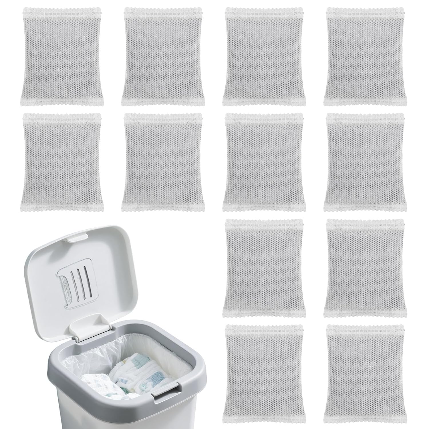 12pcs Carbon Filter Refills for Playtex, Activated Charcoal Odor Absorbing Deodorizer for Diaper Pail Systems Trash Cans Closets & Shoe Cabinets