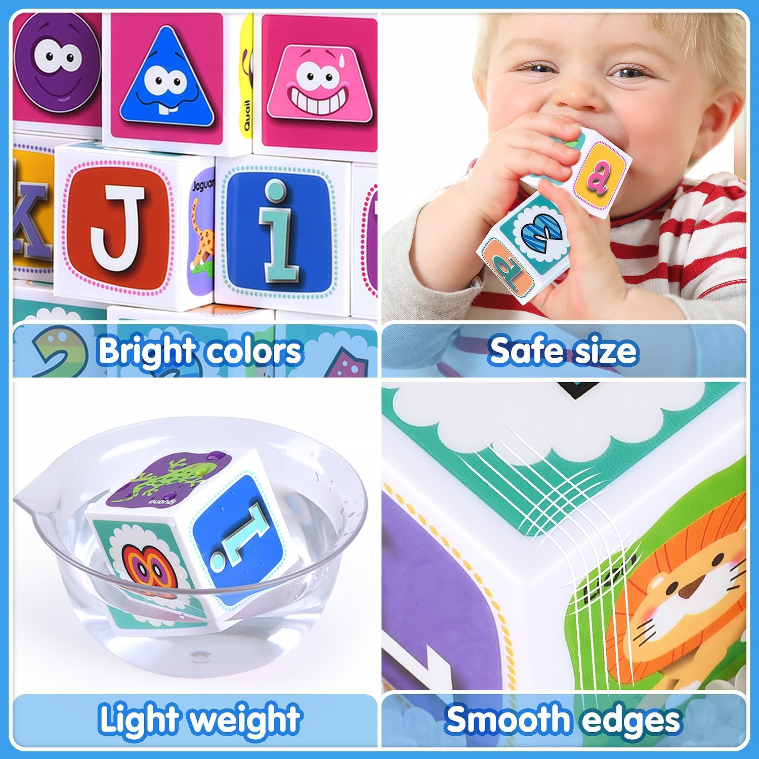 PLAY ABC Building Blocks for Toddlers 1-3, 28 PCS Plastic Baby Alphabet Letters Number Stacking Blocks Set, Preschool Learning Educational Montessori Sensory Toys Gifts for Kids Girls Boys