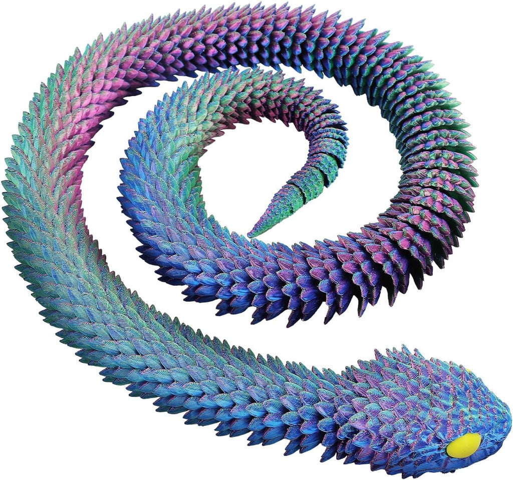 3D Printed Snake Animals Toys, 3D Printed Flexible Snake Fidget Toys Articulated Snake Home Office Decor Executive Desk Toys