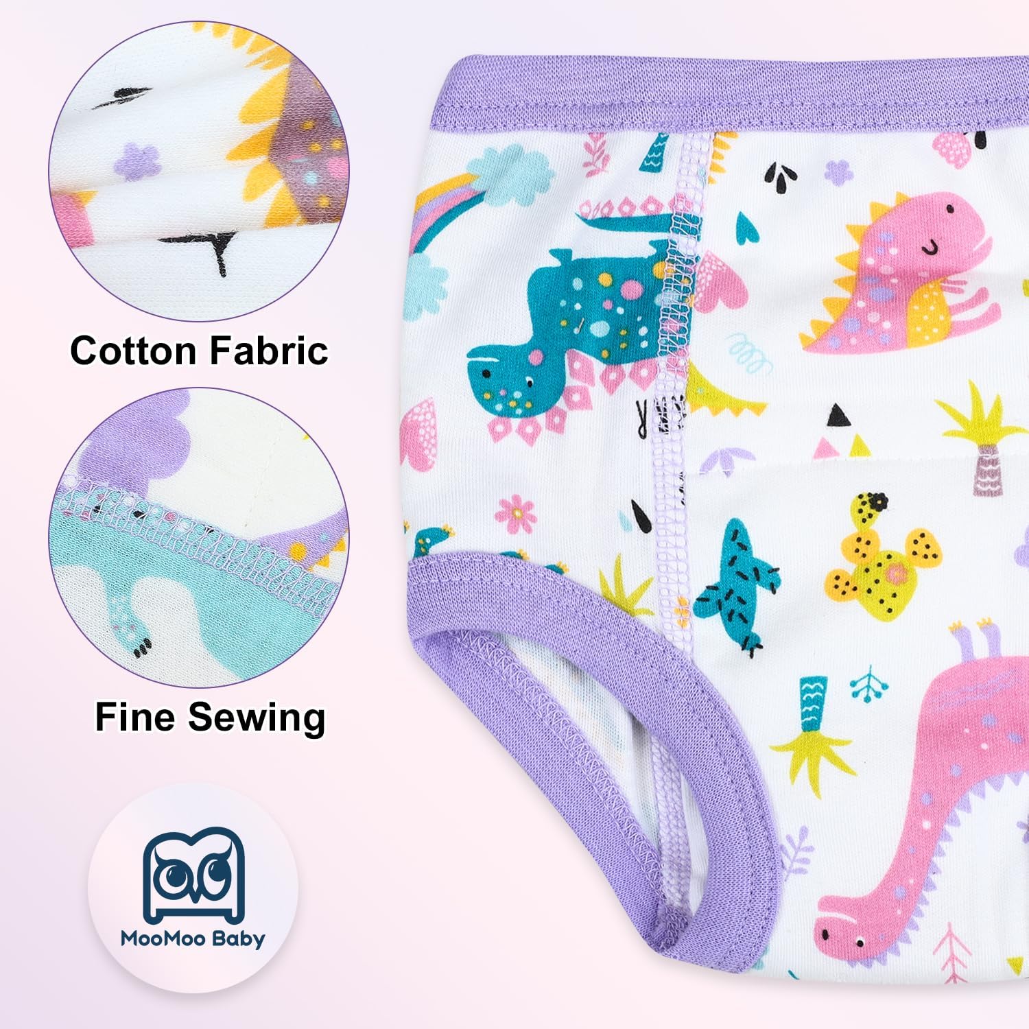 MooMoo Baby Potty Training Underwear 10 Packs Absorbent Toddler Training Pants for Boys and Girls Cotton Pee Pants 2T-9T