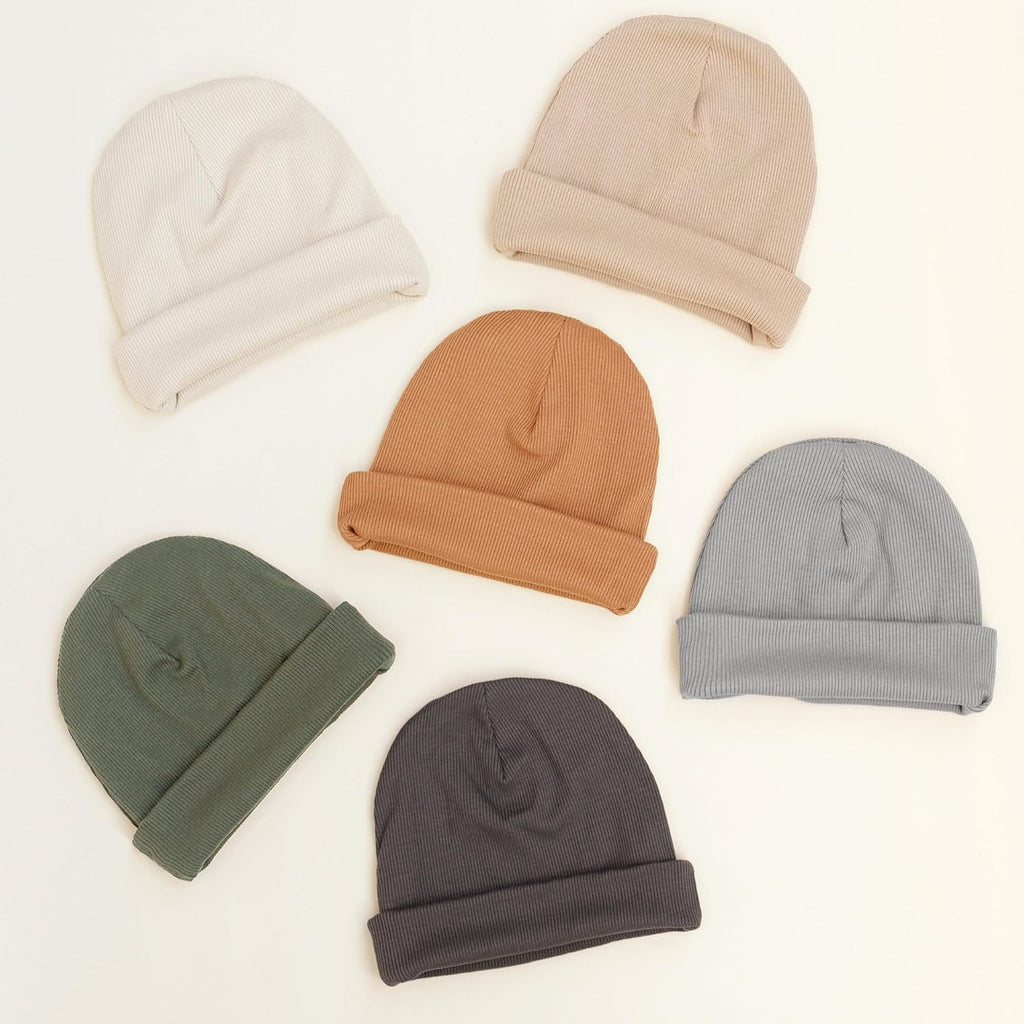 Konssy 6 Pack Baby Beanie Hats for Unisex, Toddler Beanies Baby Girl Boy Hat Warm Cap for Infant, Toddler