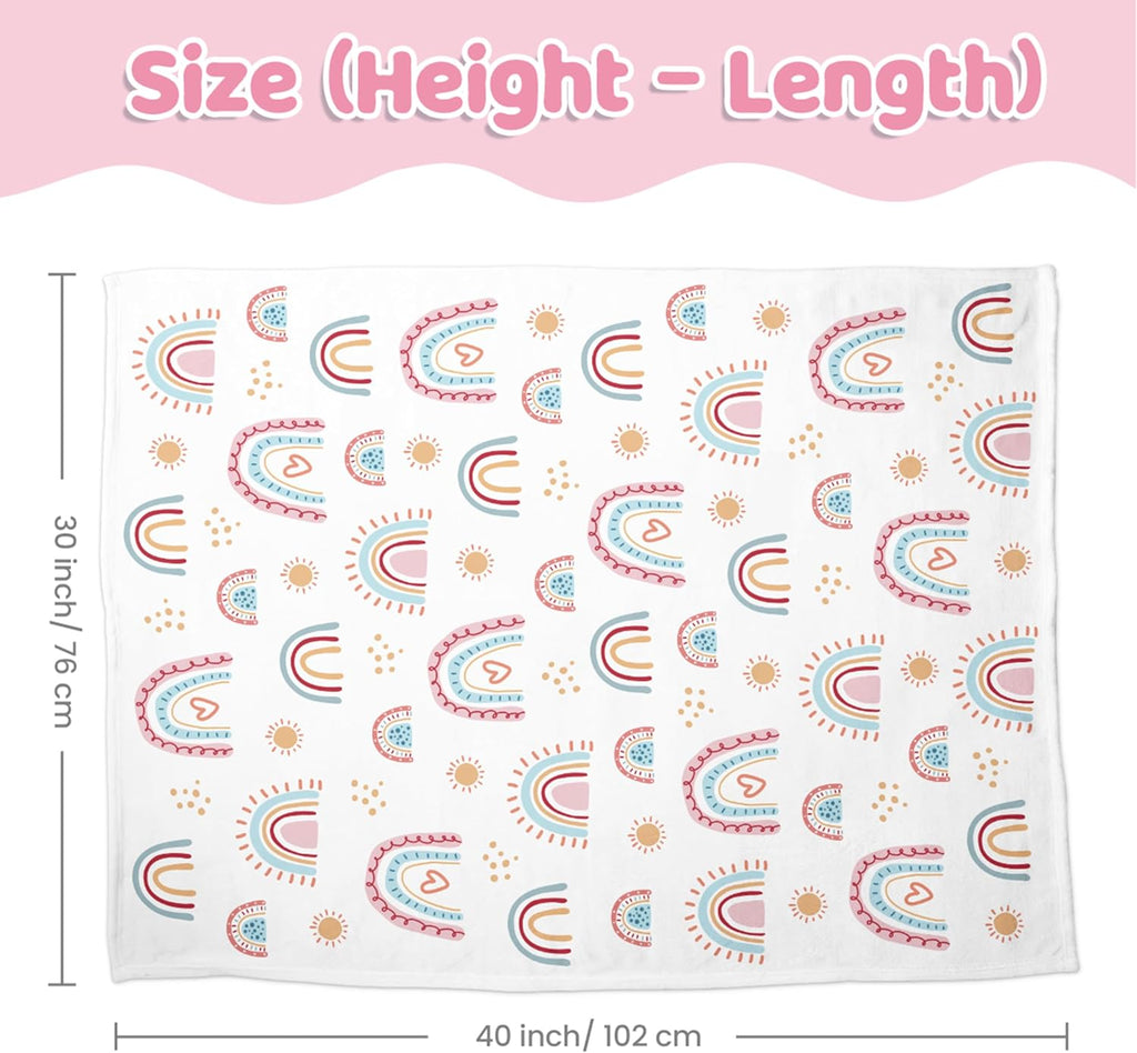 SANDJEST Rainbow Kid Blanket for Girls - 30 x 40 Kids Minky Blanket - Gifts for Kids on Birthday Christmas Nursery Bedroom Decor