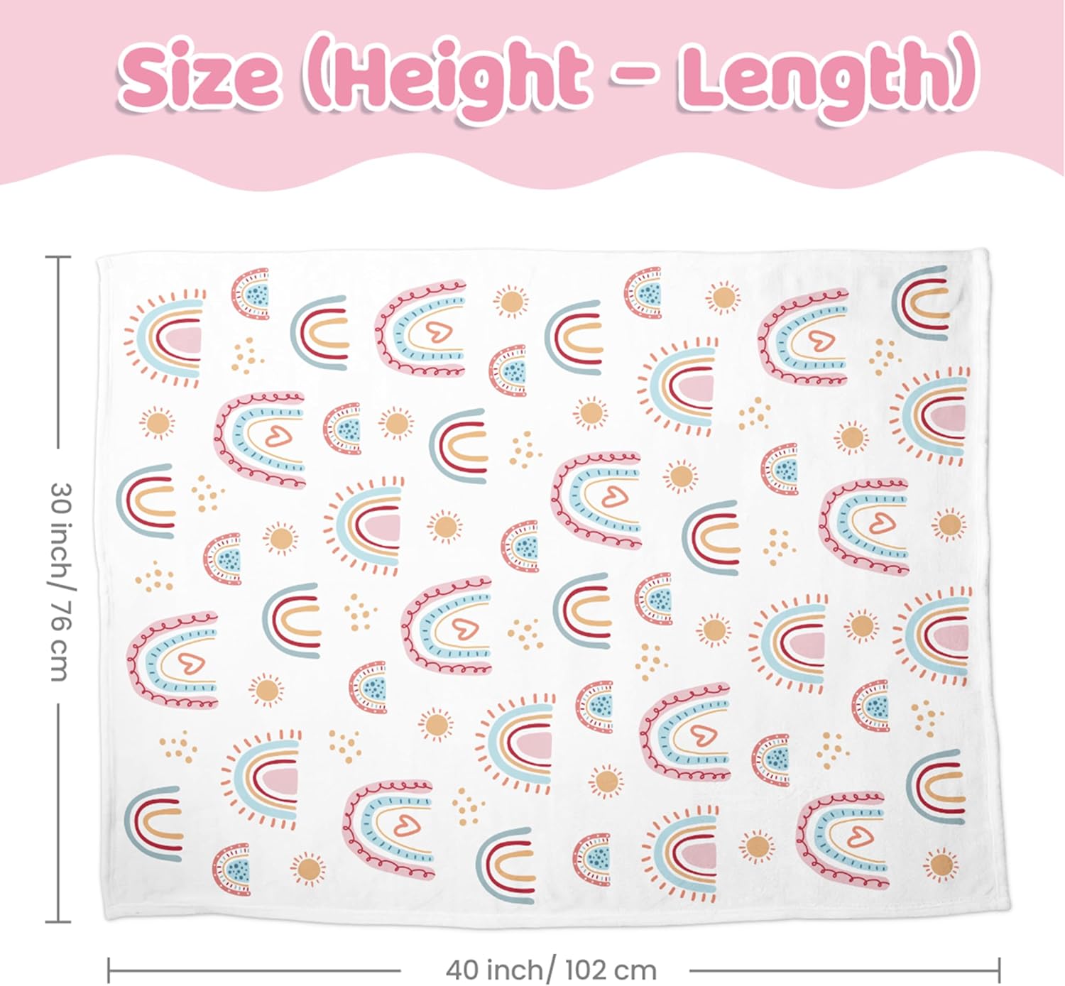 SANDJEST Rainbow Kid Blanket for Girls - 30 x 40 Kids Minky Blanket - Gifts for Kids on Birthday Christmas Nursery Bedroom Decor