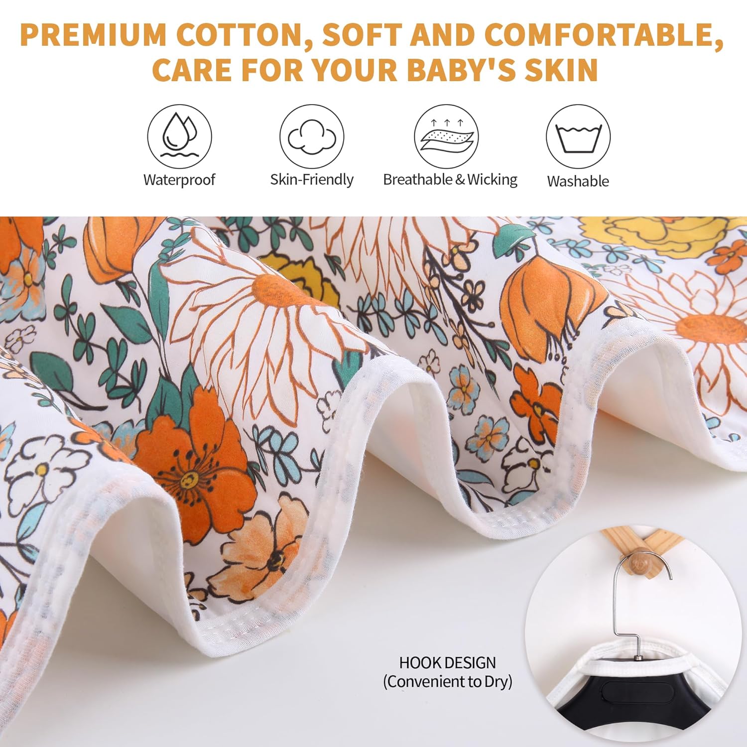 Diaper Changing Pads for Baby, Flower Change Mat, 3Layers Waterproof Change Pad Foldable Absorbent Mats for Women, Reusable Incontinence Underpads for Patient 24''x30'' (Daisy Flower)