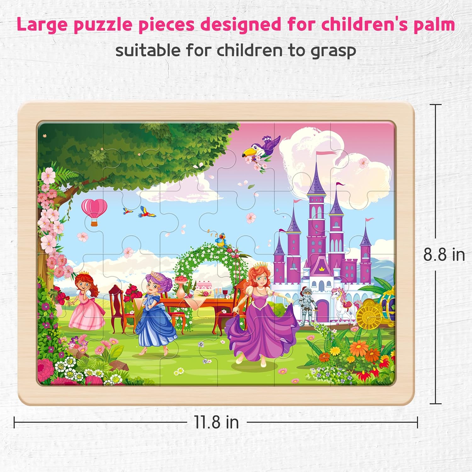 SYNARRY Large Unicorn Mermaid Princess Fairy Wooden Kids Puzzles 4 in 1 Gift Box(12.2 * 9.4 in) - FSC Certified, Wood Puzzles for Kids Ages 4-6, Toys Gifts for 3 4 5 Year Old Toddlers Girls