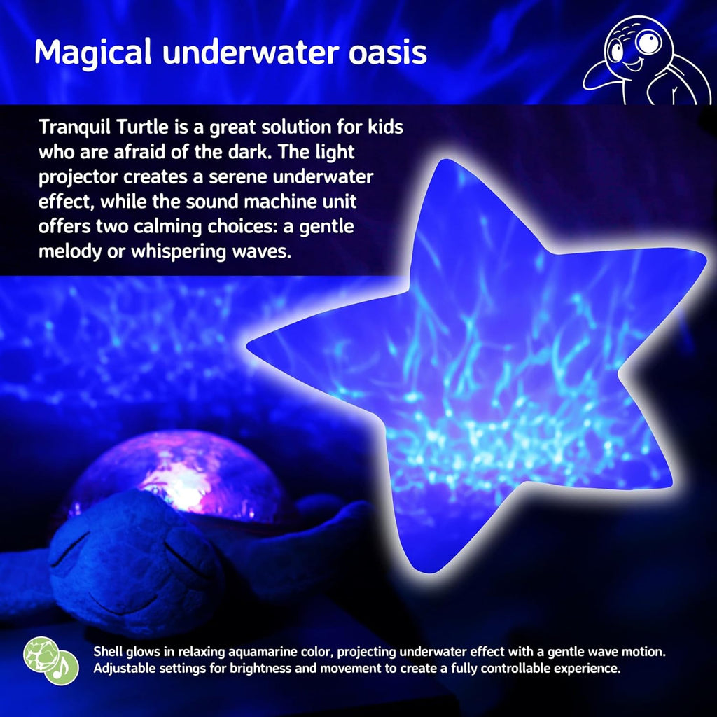 Cloud b Ocean Projector Nightlight with White Noise Soothing Sounds | Adjustable Settings and Auto-Shutoff | Tranquil Turtle - Pink
