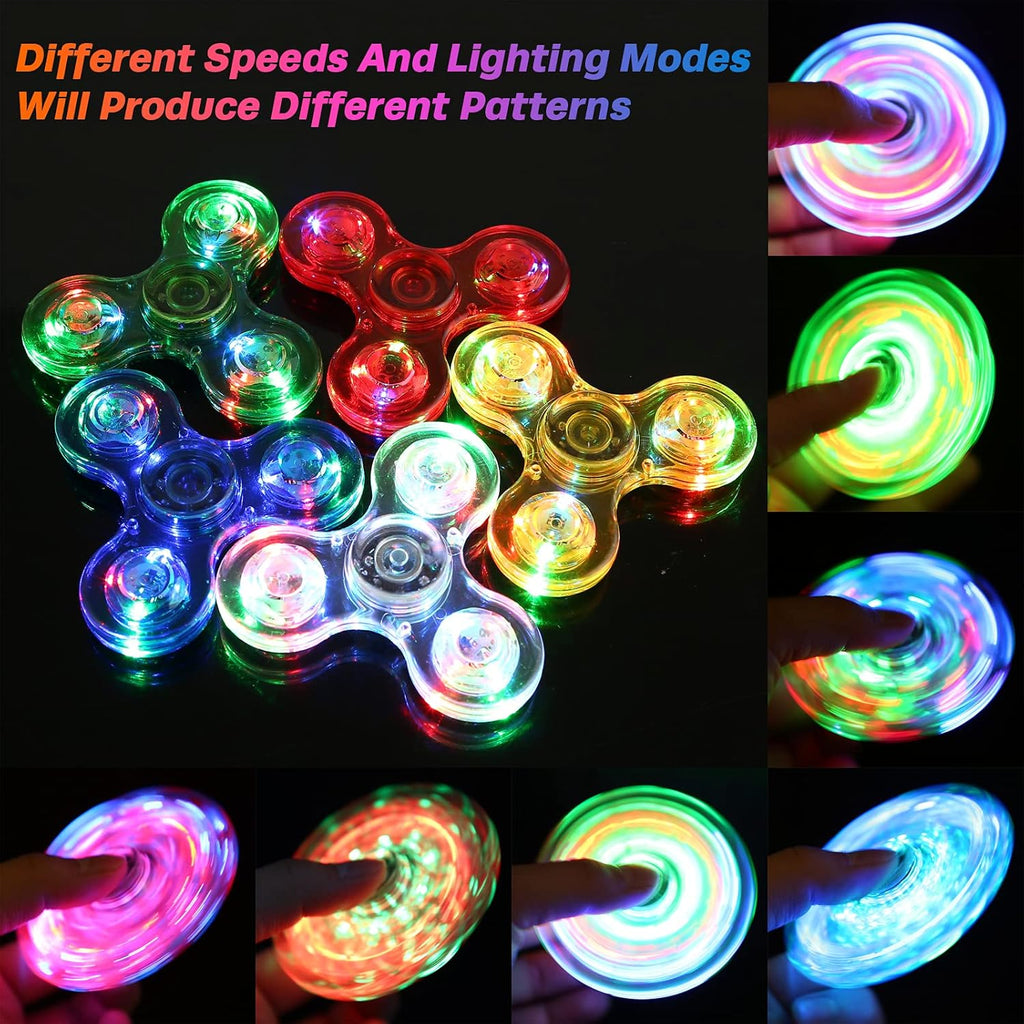 Gigilli 12 Packs Fidget Spinners for Kids Adults, Light up Party Favors Goodie Bags Stuffers for Kids 8-12, Stress Relief Fidget Toys Bulk Glow in the Dark Party Supplies, Fidgets for Classroom Prizes