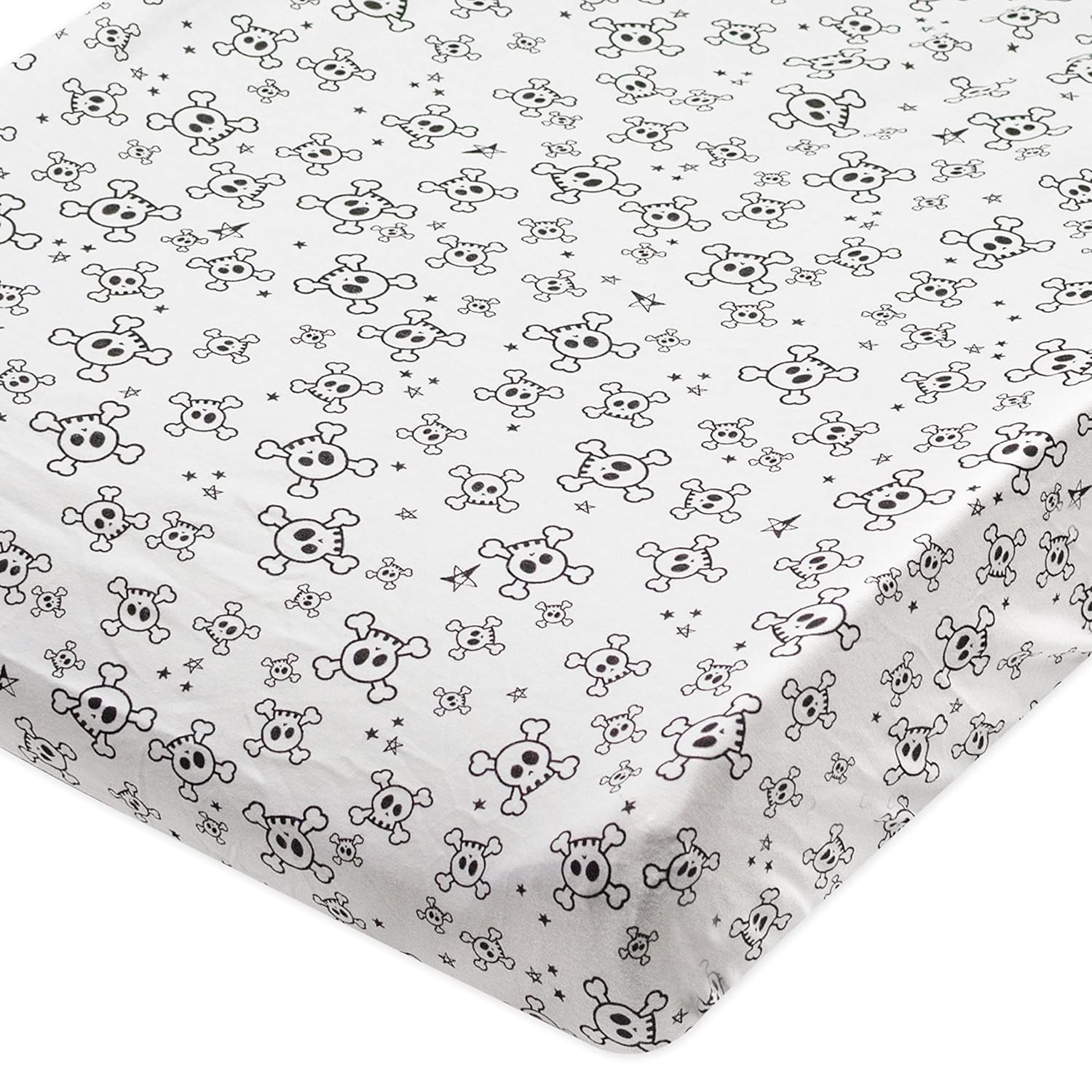 HonestBaby Boys Organic Cotton Changing Pad Cover, Tossed Skulls, One Size