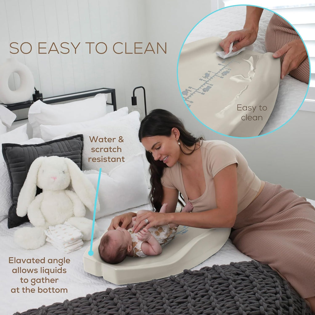 Apricity Baby Changing Pod- Beige -Waterproof Non-Slip Changing Pad Easy-to-Clean Diaper Changing Station for Dresser Tops Large Portable Wipeable Changing Pad for Newborns to Toddlers Diaper Changer