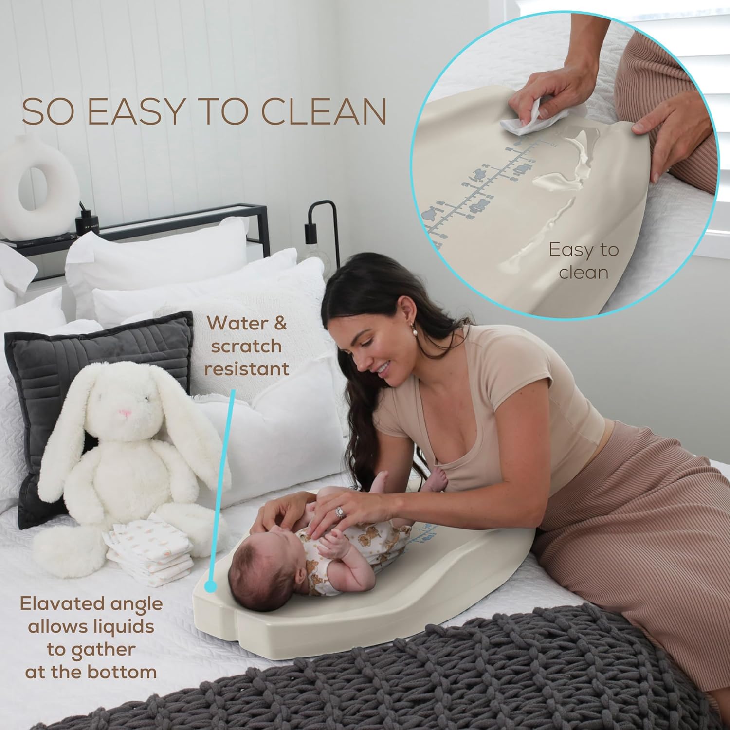 Apricity Baby Changing Pod- Beige -Waterproof Non-Slip Changing Pad Easy-to-Clean Diaper Changing Station for Dresser Tops Large Portable Wipeable Changing Pad for Newborns to Toddlers Diaper Changer