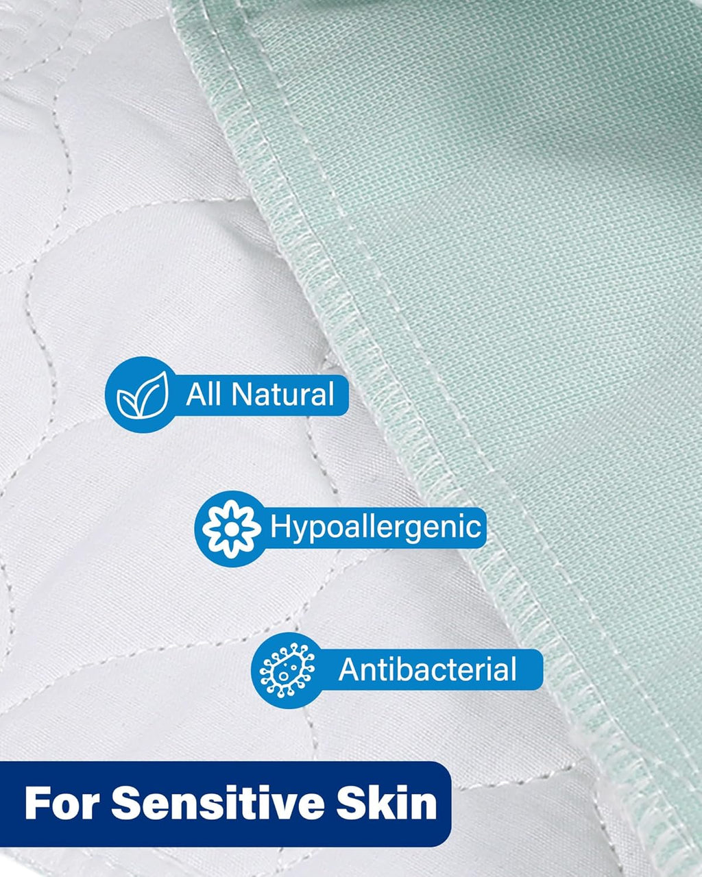 Washable Waterproof Incontinence Bed Pads - 34 x 36 Inch Reusable Underpad Sheet for Chair, Sofa and Mattress Protectors Pack of 3