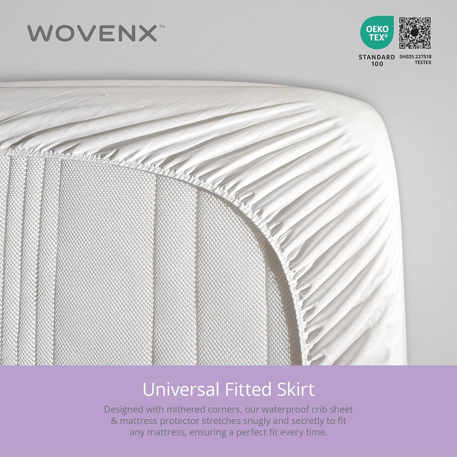 Organic All in One Crib Sheet and Mattress Protector - Waterproof Protectors - Reusable Washable – Fits Cribs – 52”x28”- with 9” Skirt Flower