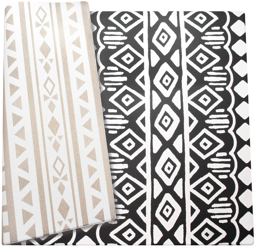 Cushmat Stylish Reversible Foam Play Mat (Large, Crystals - Black Grey) - Soft, Waterproof, Durable Play mat for Infants, Babies, Toddler, Kids & Grownup - 6.5ft x 4.5ft