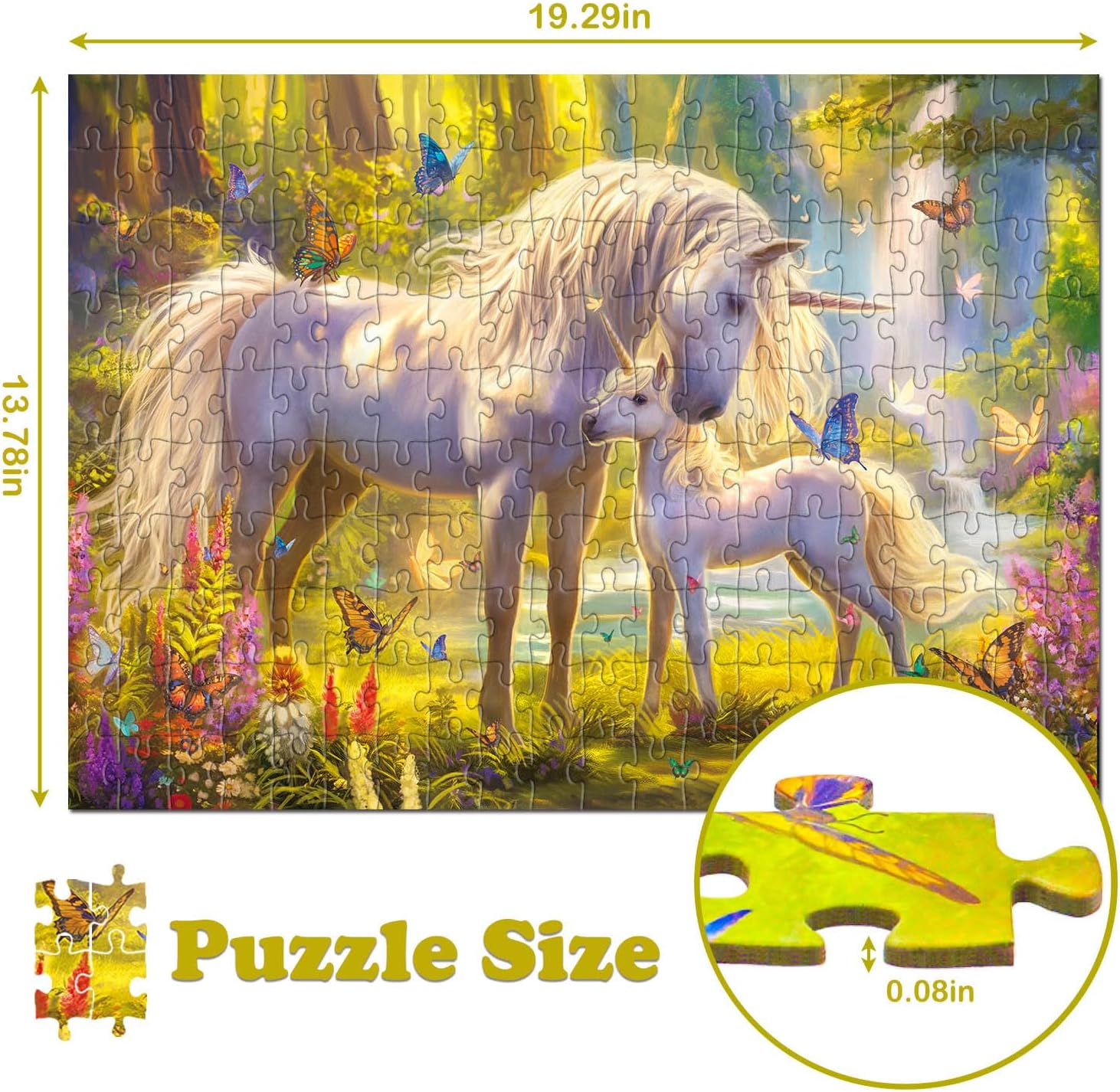 Puzzles for Kids Ages 6-8 8-10 - Unicorn and Foal, 200 Piece Puzzles for Kids, Learning Educational Jigsaw Puzzles Toys Gifts for 6 7 8 9 10 Year Old