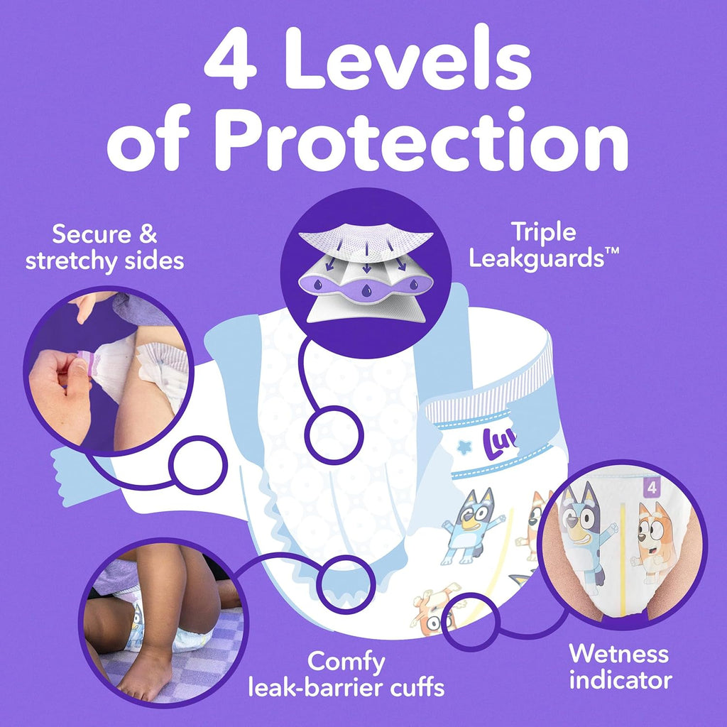 Luvs Size 3 Baby Diapers, Platinum Protection Bluey Diapers for Day & Night, Size 3, 234 Count (Packaging May Vary)