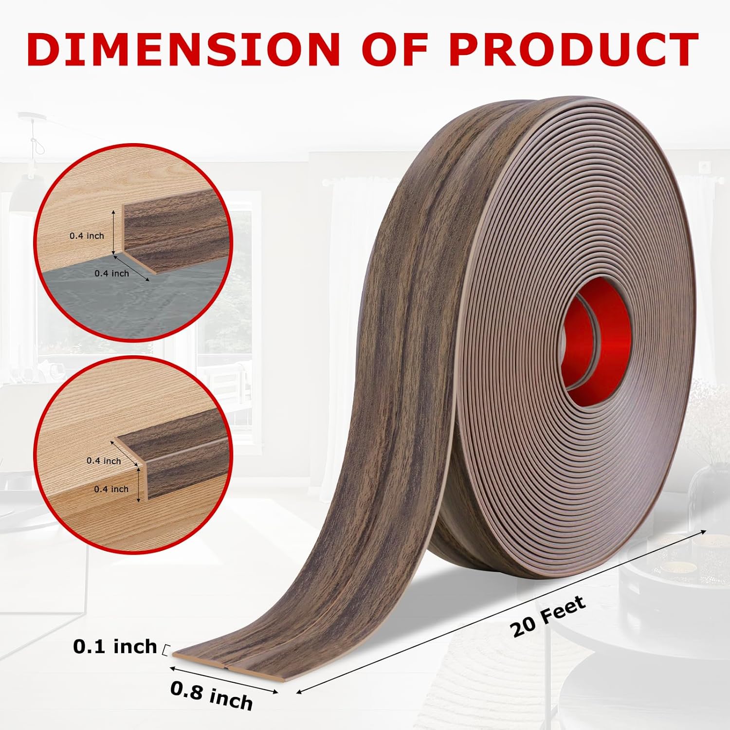 Flexible Wall Corner Protector Moulding Trim Peel and Stick Wall Corner Guards Edge Protector Self Adhesive Molding Trim Strip for Edge Ceiling (Smoked Brown Wood Grain, 0.8 in x 20 Ft)