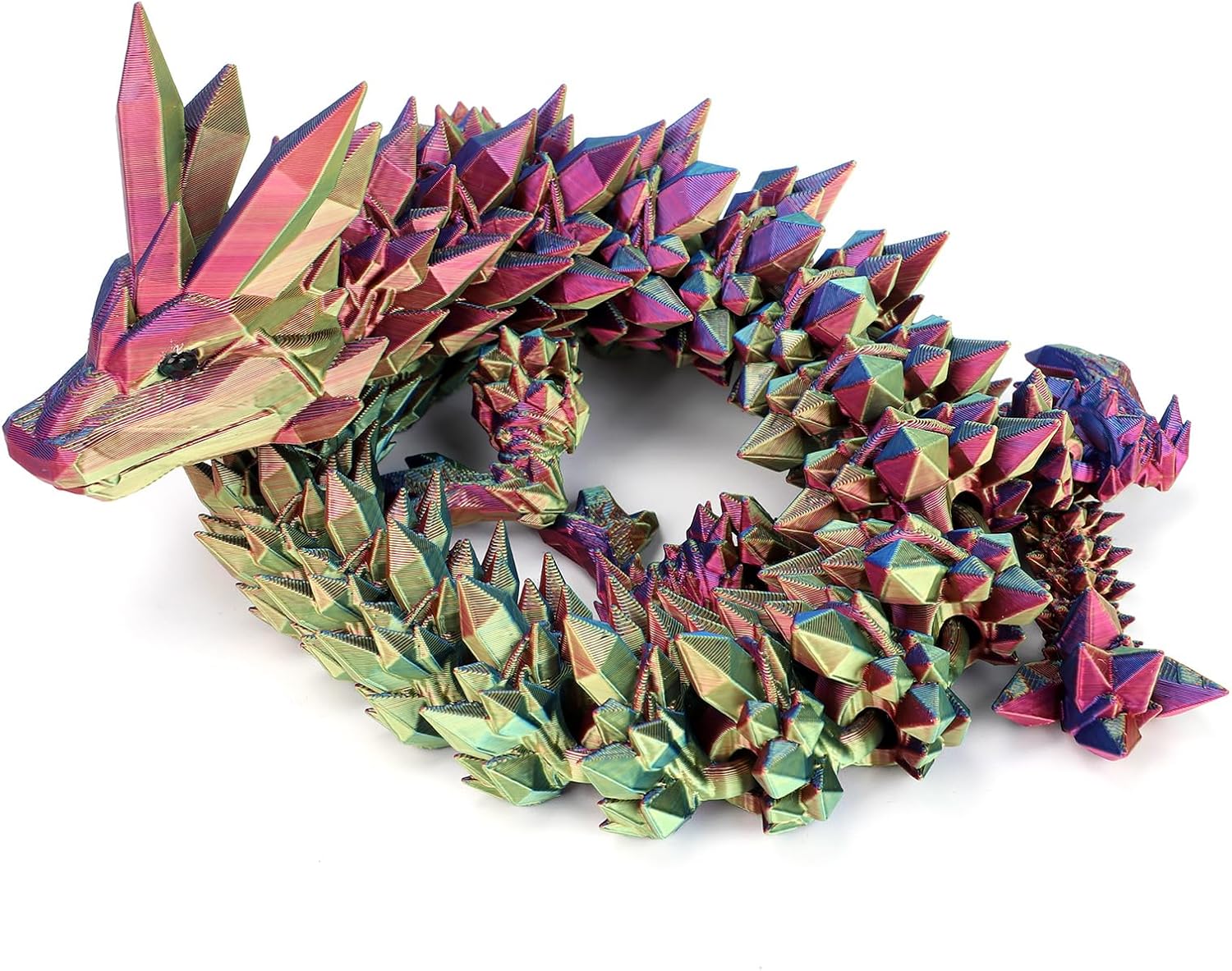 24" 3D Printed Dragon, Articulated Dragon, Crystal Dragon, Dragon Fidget Toy, Home Office Decor Executive Desk Toys ﻿(Blue)