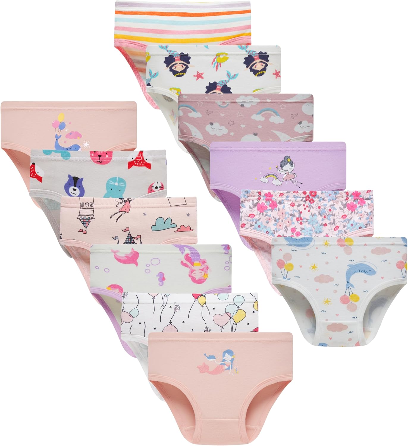 Boboking Girls Soft Underwear Toddler Kids Briefs Cotton Panties 12-pack