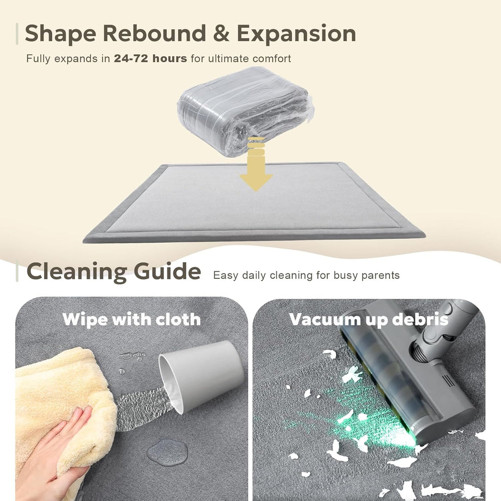 Ultra Soft 1.3" Thick Baby Play Mat for Floor, Extra Large Velvet Playpen Mat, Baby-Safe & Non-Slip Tummy Time Mat, Crawling for Babies, Toddlers, Infants, Kids, Easy Care, 79"x59", Gray