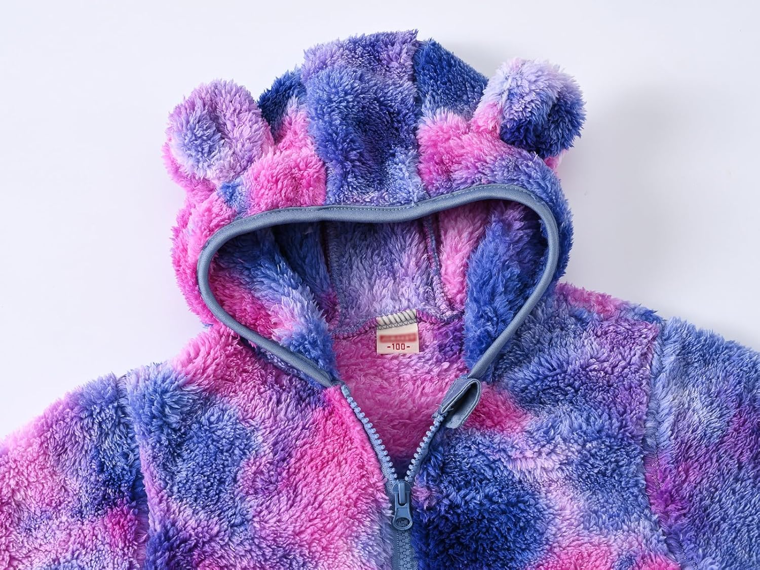 AIWUHE Toddler Boys Girls Hooded Jacket Fleece Hoodie Winter Warm Solid Color Teddy Coat Zip-up Bear Ear Sweater Fall Clothes
