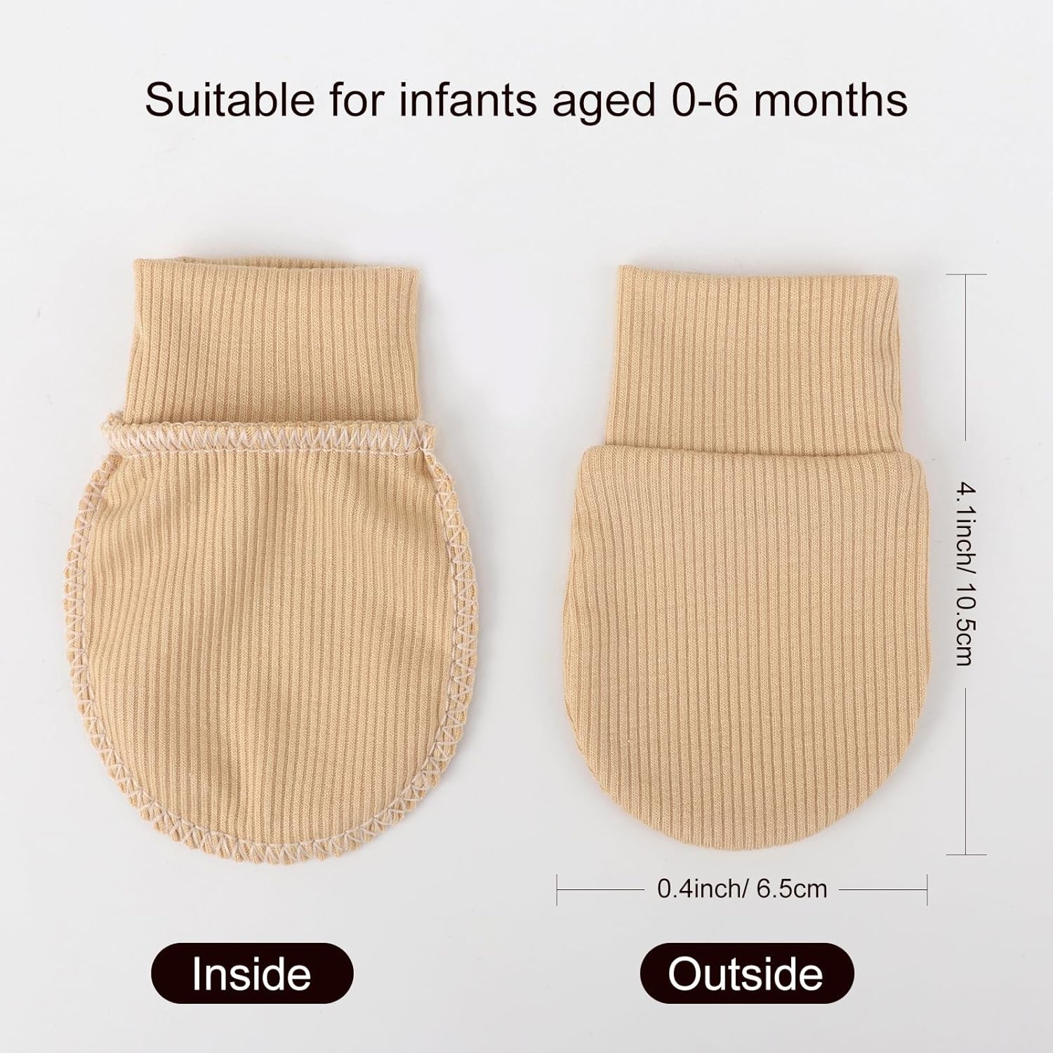 BQUBO 6 Pairs Newborn Baby Boys Girls Mittens 0-6 Months Unisex-Baby Infant Mittens Elastic No Scratch Wrist Gloves