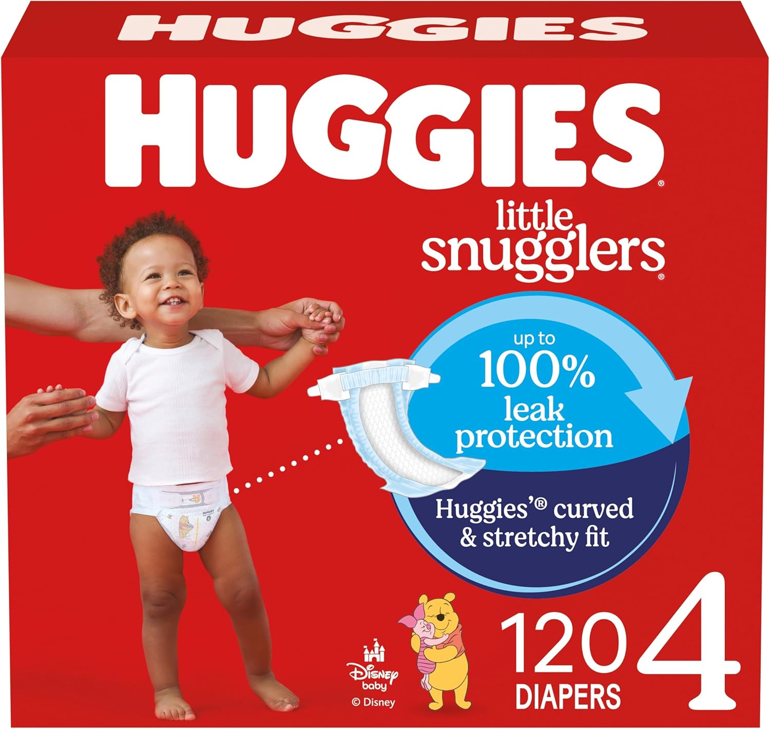 Huggies Size 4 Diapers, Little Snugglers Baby Diapers, Size 4 (22-37 lbs), 120 Count, Packaging May Vary