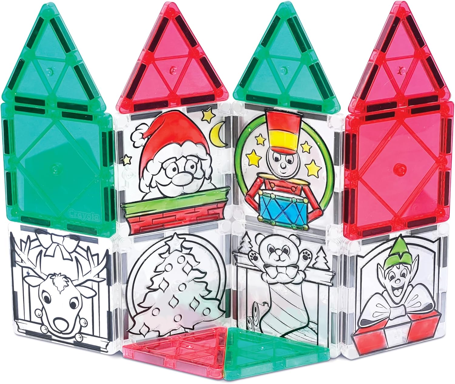 CreateOn Crayola PaintOn Holiday Magnetic Tiles, Magnetic Kids’ Building Toys, STEM Learning Travel Toys for Boys and Girls, 18-Piece Set
