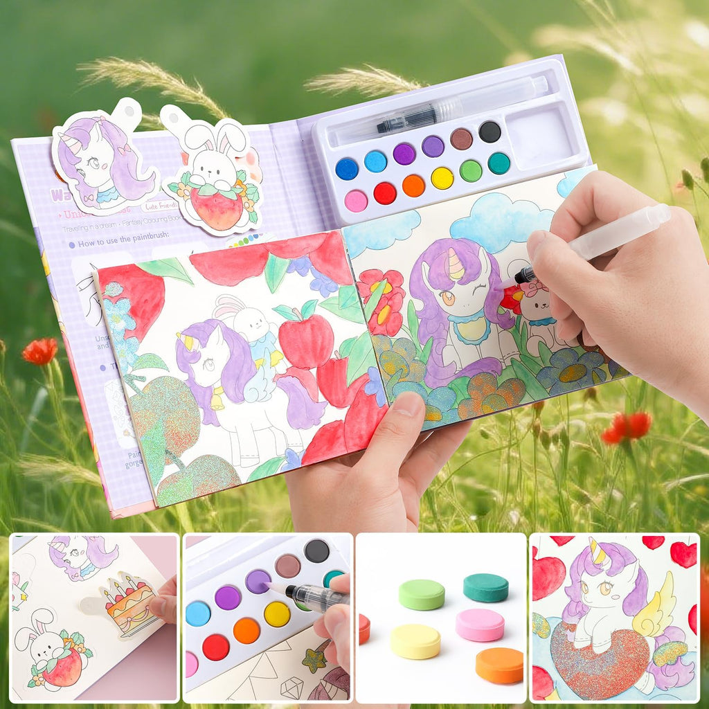 gesboole Paint with Water Coloring Books for Kids Ages 3-5, 4-8 – Cute Coloring Book for Teens,Arts and Crafts for Kids Ages 3 4 5 6 7 8+, Birthday Gift Toys for Girls Boys,Travel Toys -Unicorn