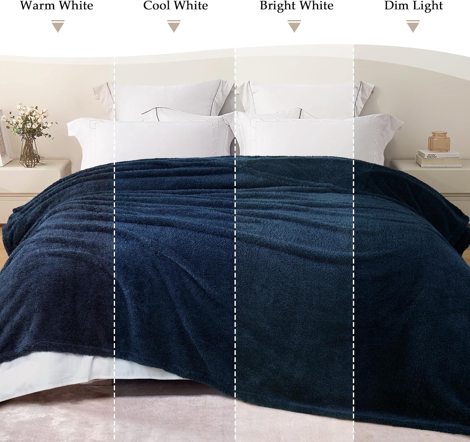 Exclusivo Mezcla Fleece Blanket for Couch, Soft and Cozy Twin Blankets for Women Men Girls Kids, Suitable for All Seasons, Navy Blue, 60x80 Inches