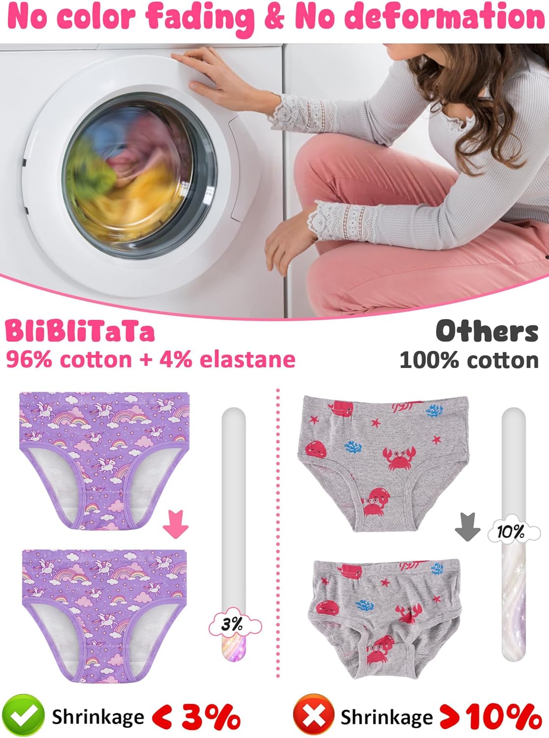 Girls' Underwear,Soft Cotton Tagless Panties for Toddlers' & Little Kids' Comfort,Breathable Briefs,8-Pack