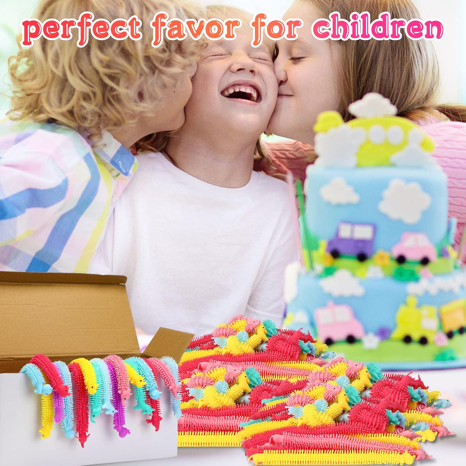 Chivao Bulk Stretchy String Fidget Toys Animal Sensory Toys Pack Worm Sensory Stress Fidget Toys for Adults Stress Anxiety Relieve Relaxing Party Favors(300 Pack, Animal Style)